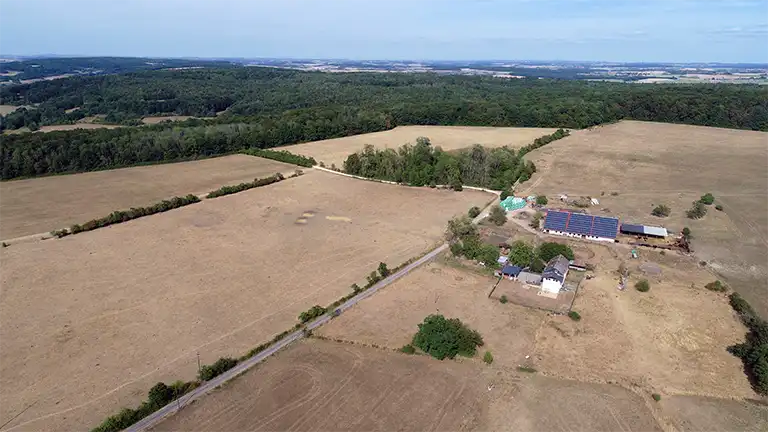 Drohnenbild vom Agri PV Projekt Gersheim