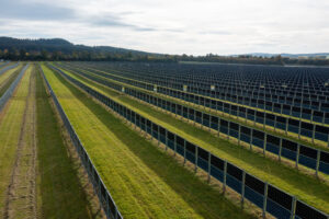 Agri-Solarpark in Donaueschingen-Aasen mit Solarmodulen über landwirtschaftlich genutzten Flächen